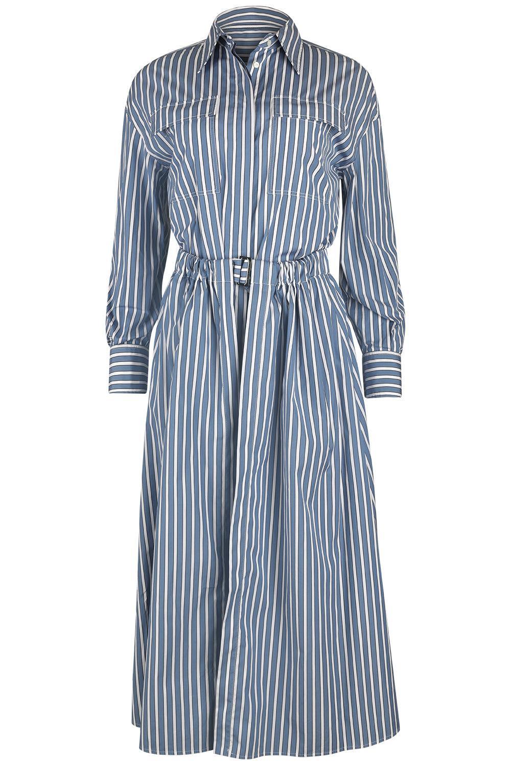 Wide Stripe Skirt Overlay Shirt Dress-STRIPE-XS-CLOTHINGDRESSCASUAL-BRUNELLO CUCINELLI