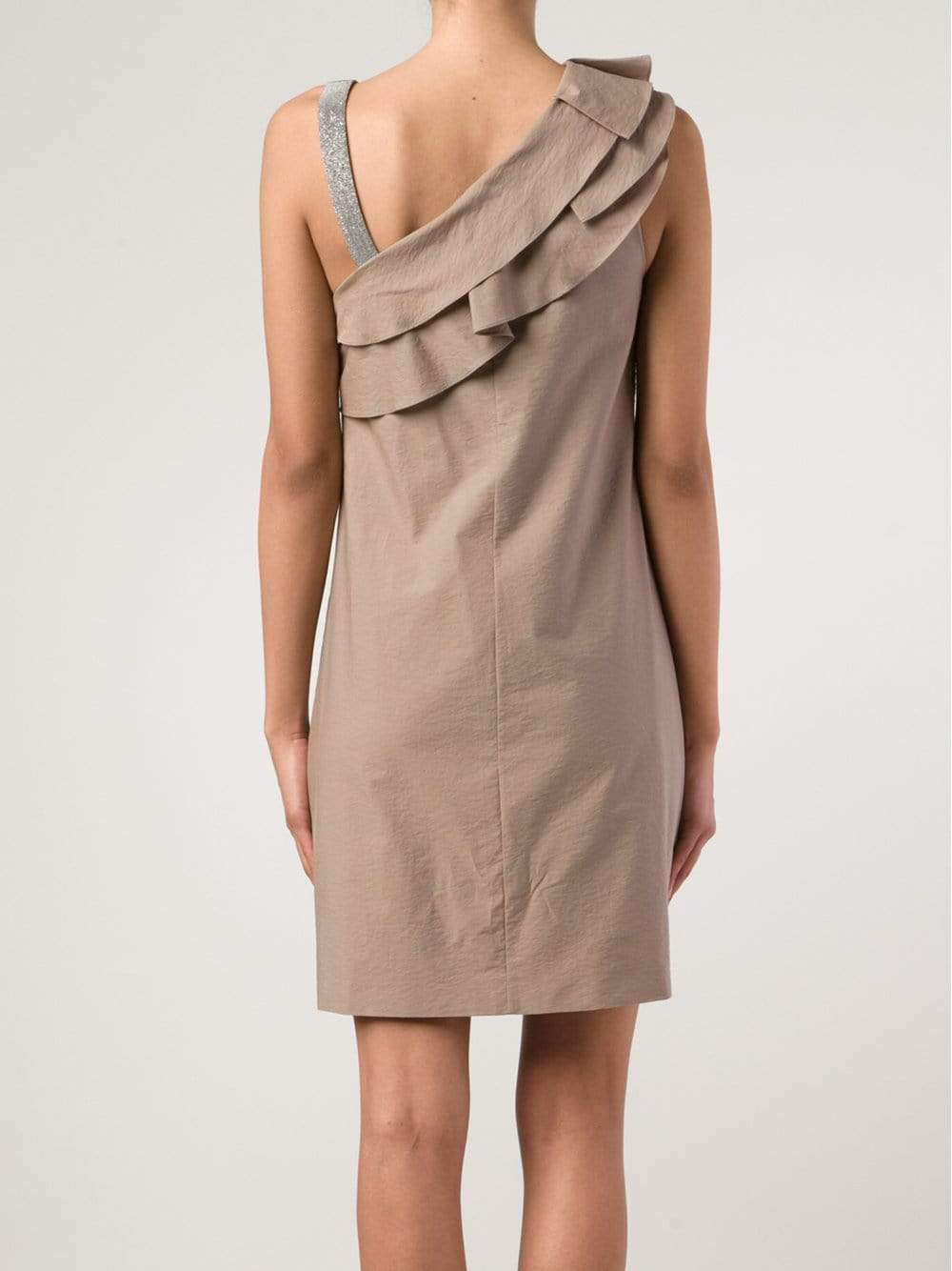BRUNELLO CUCINELLI-Ruffle Shoulder Dress-
