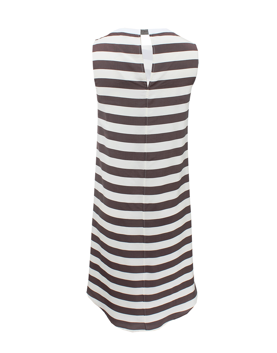 BRUNELLO CUCINELLI-Sleeveless Stripe Monili Back Dress-