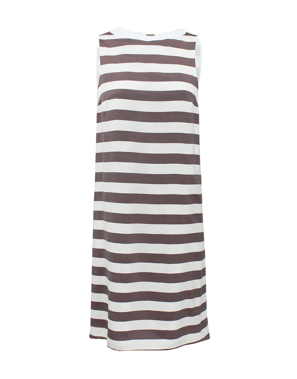 BRUNELLO CUCINELLI-Sleeveless Stripe Monili Back Dress-