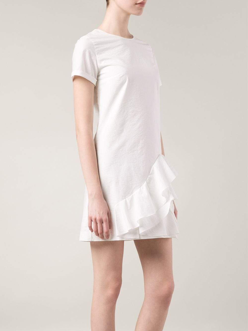 BRUNELLO CUCINELLI-Cotton Ruffle Bottom Dress-