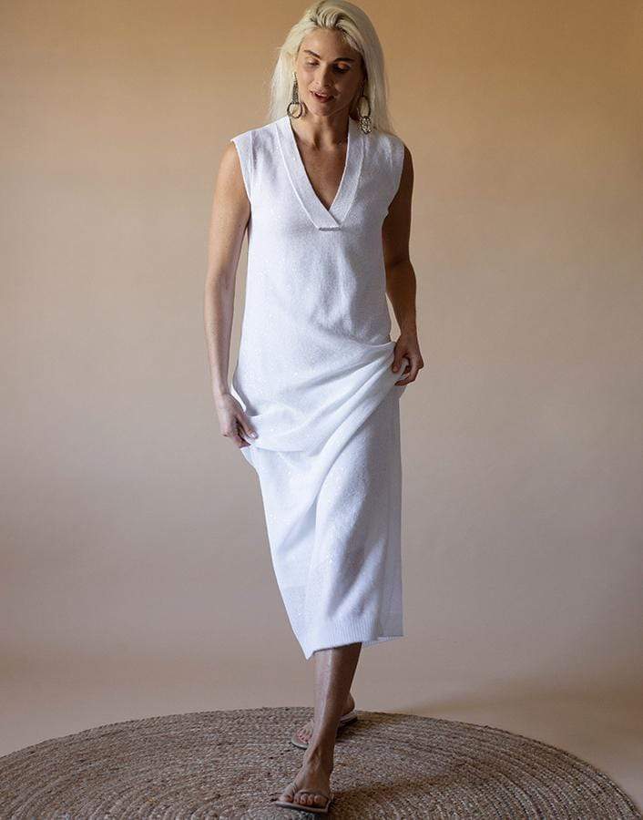 BRUNELLO CUCINELLI-V-Neck Paillette Maxi Dress-