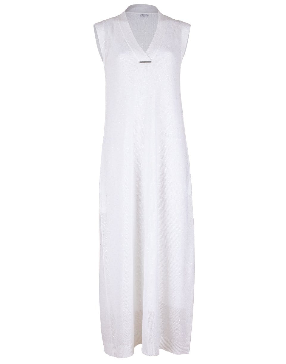 BRUNELLO CUCINELLI-V-Neck Paillette Maxi Dress-