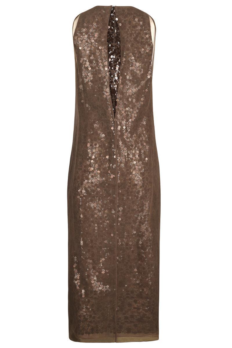 Undisclosed Sleeveless Midi Dress-BROWN-M-CLOTHINGDRESSCOCKTAIL-BRUNELLO CUCINELLI