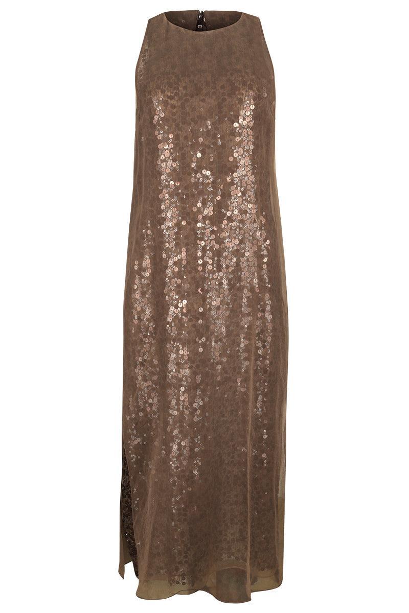 Undisclosed Sleeveless Midi Dress-BROWN-M-CLOTHINGDRESSCOCKTAIL-BRUNELLO CUCINELLI