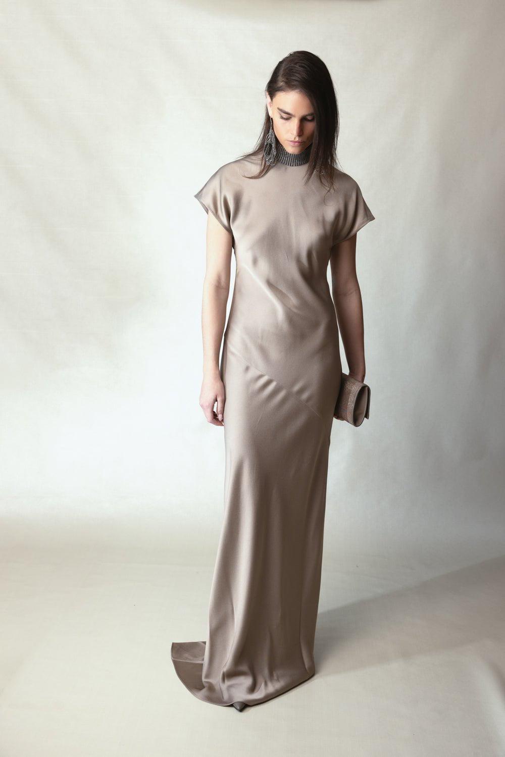 BRUNELLO CUCINELLI-Embellished High Neck Dress-