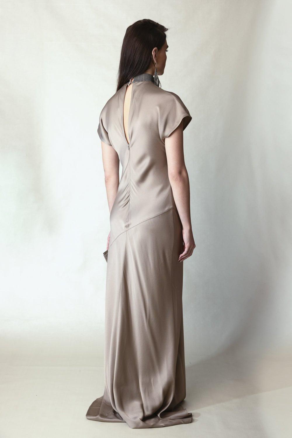 BRUNELLO CUCINELLI-Embellished High Neck Dress-