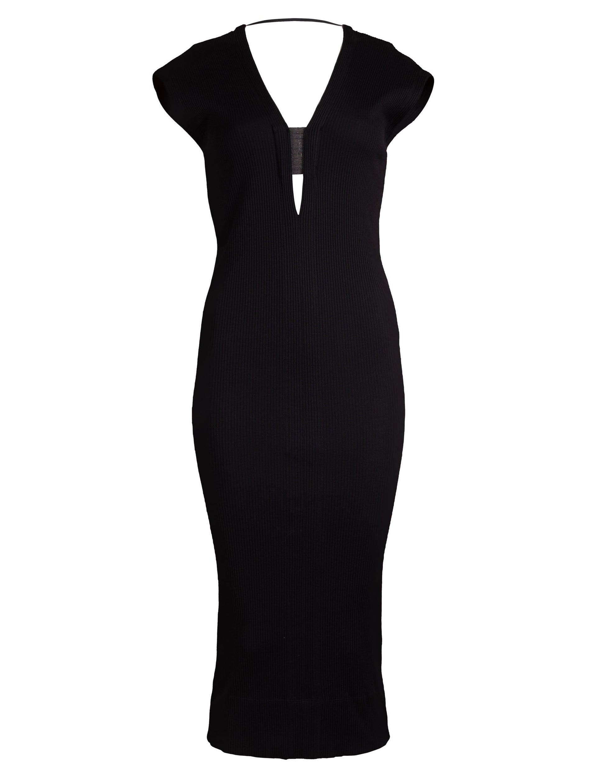BRUNELLO CUCINELLI-Cotton Rib Cap Sleeve Dress-
