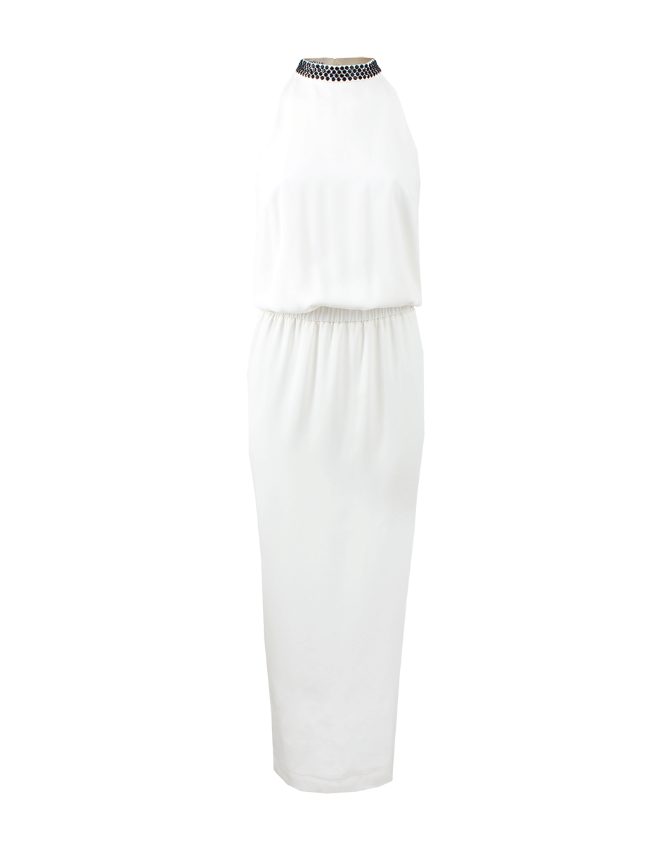 BRUNELLO CUCINELLI-Long Silk Gown With High Neck Detail-