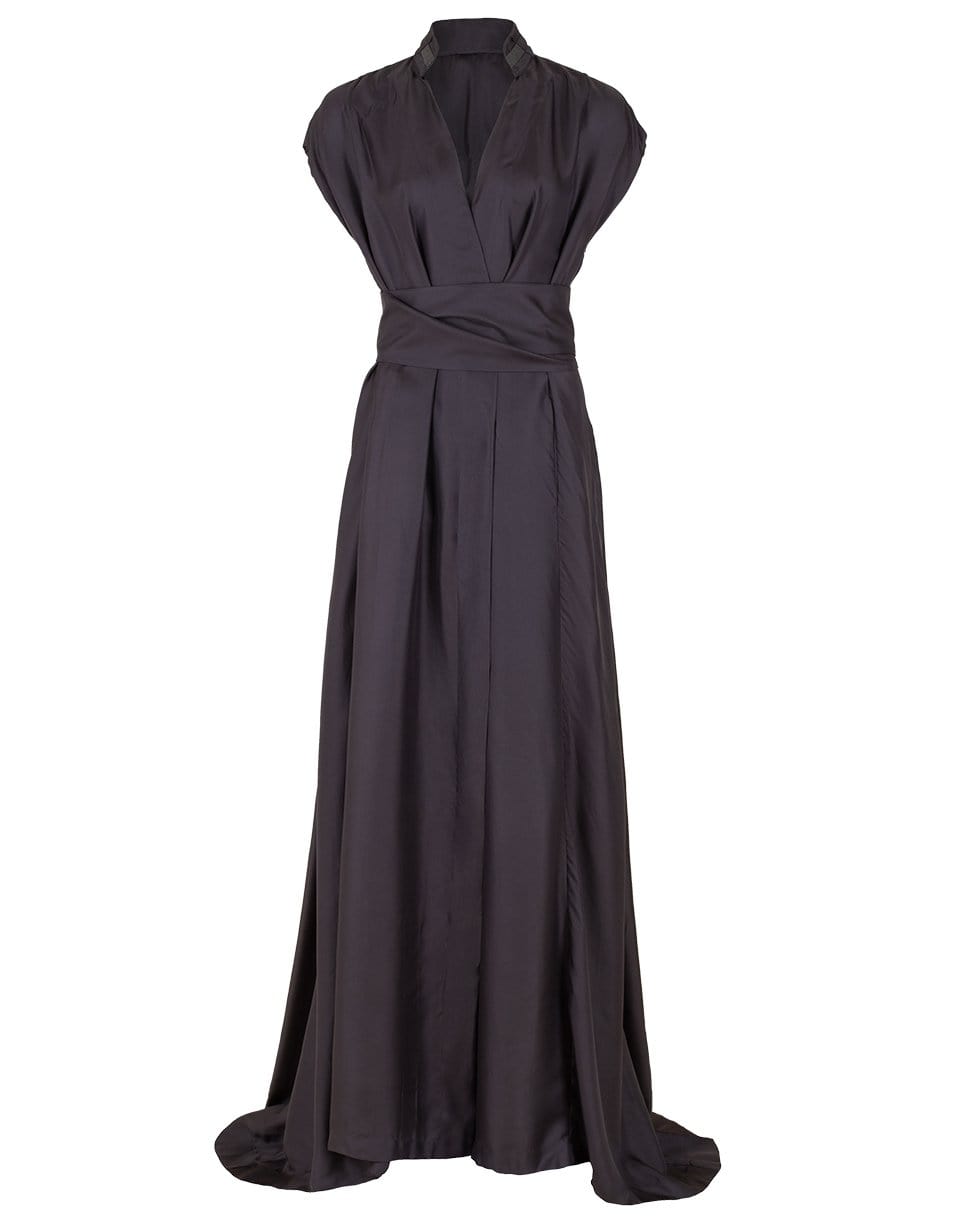 BRUNELLO CUCINELLI-Silk Twill Wrap Full Gown-