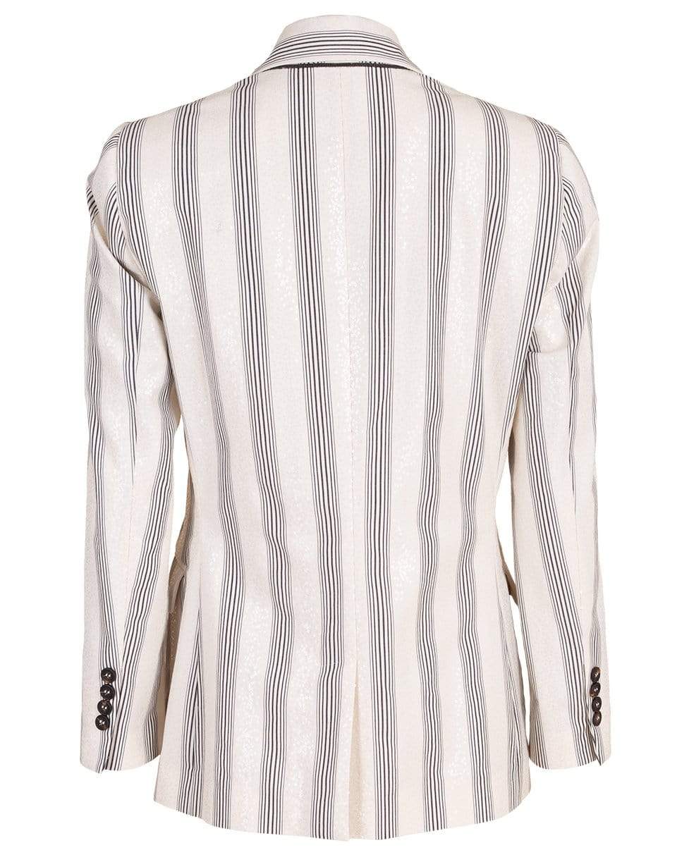 BRUNELLO CUCINELLI-Striped Cotton Paillette Embroidered Blazer-