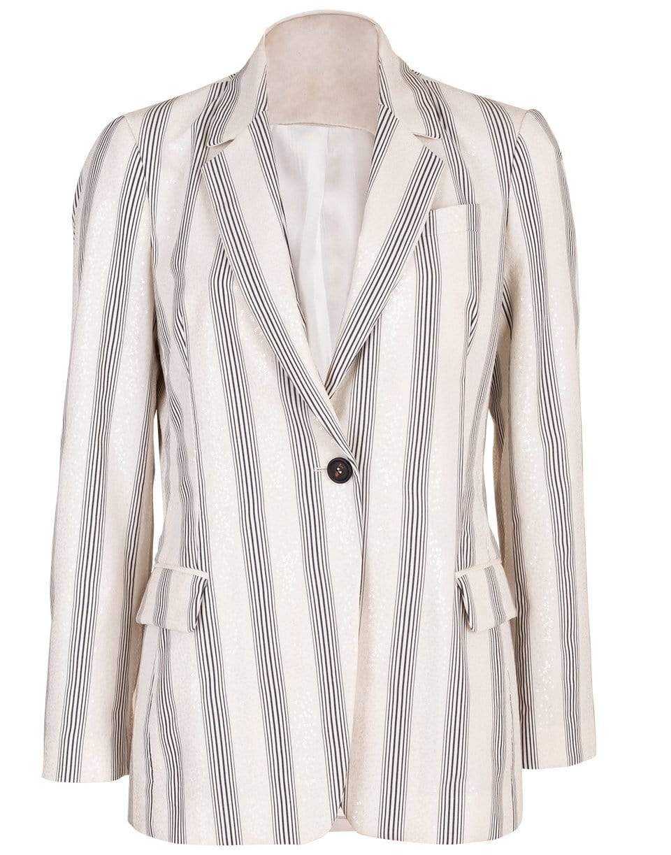 BRUNELLO CUCINELLI-Striped Cotton Paillette Embroidered Blazer-