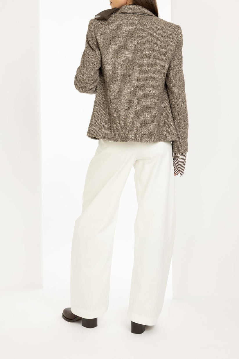 Diagonal Double Breasted Blazer-BROWN/GREY-38-CLOTHINGJACKETBLAZERS-BRUNELLO CUCINELLI