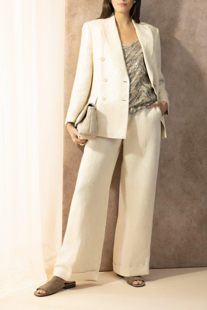Shiny Button Front Jacket-CREAM-36-CLOTHINGJACKETBLAZERS-BRUNELLO CUCINELLI