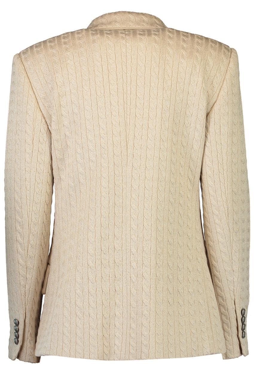 Double Breasted Knit Sparkling Blazer-GOLD-38-CLOTHINGJACKETBLAZERS-BRUNELLO CUCINELLI