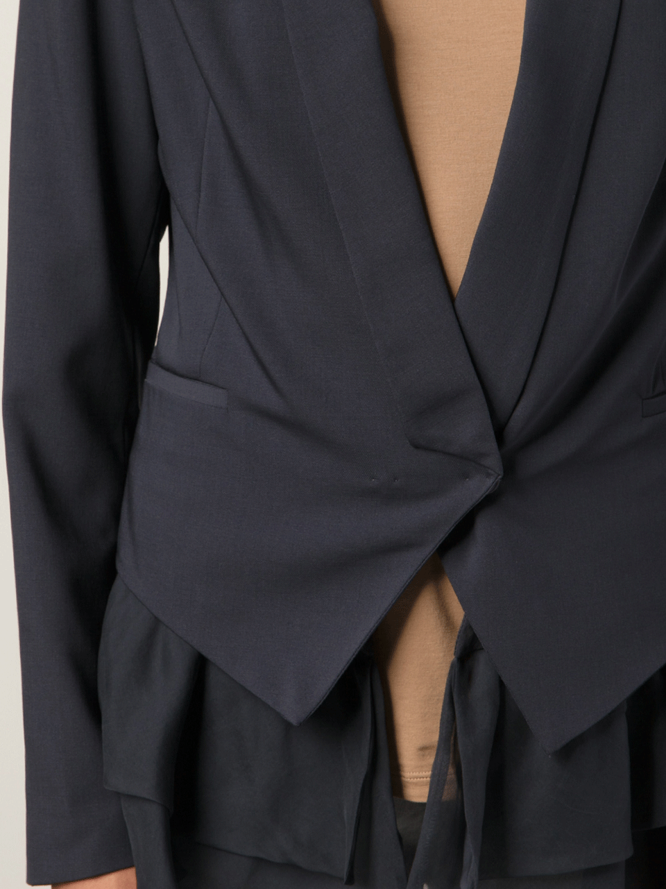 BRUNELLO CUCINELLI-Organza Ruffle Wool Blazer-