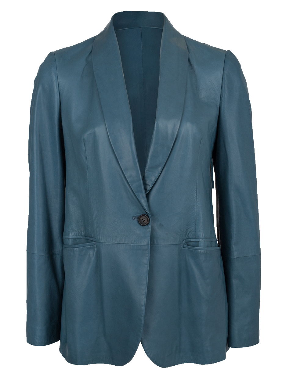 BRUNELLO CUCINELLI-Leather Shawl Collar Monili Blazer-