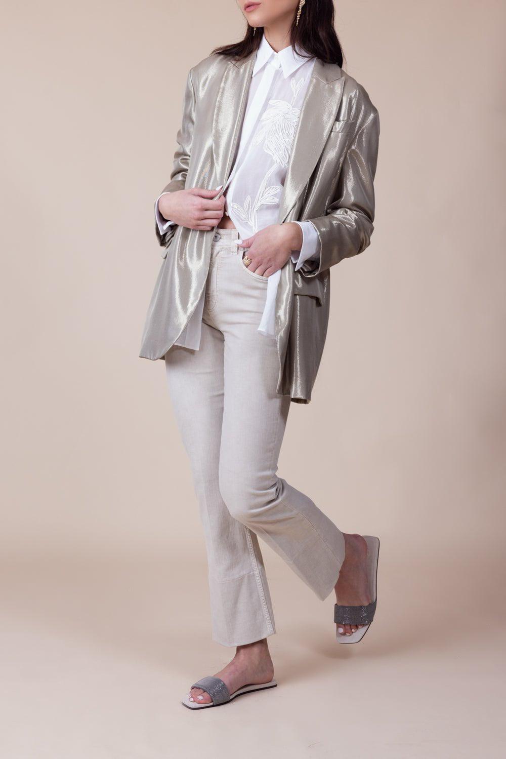 BRUNELLO CUCINELLI-Metallic Double Breasted Blazer-