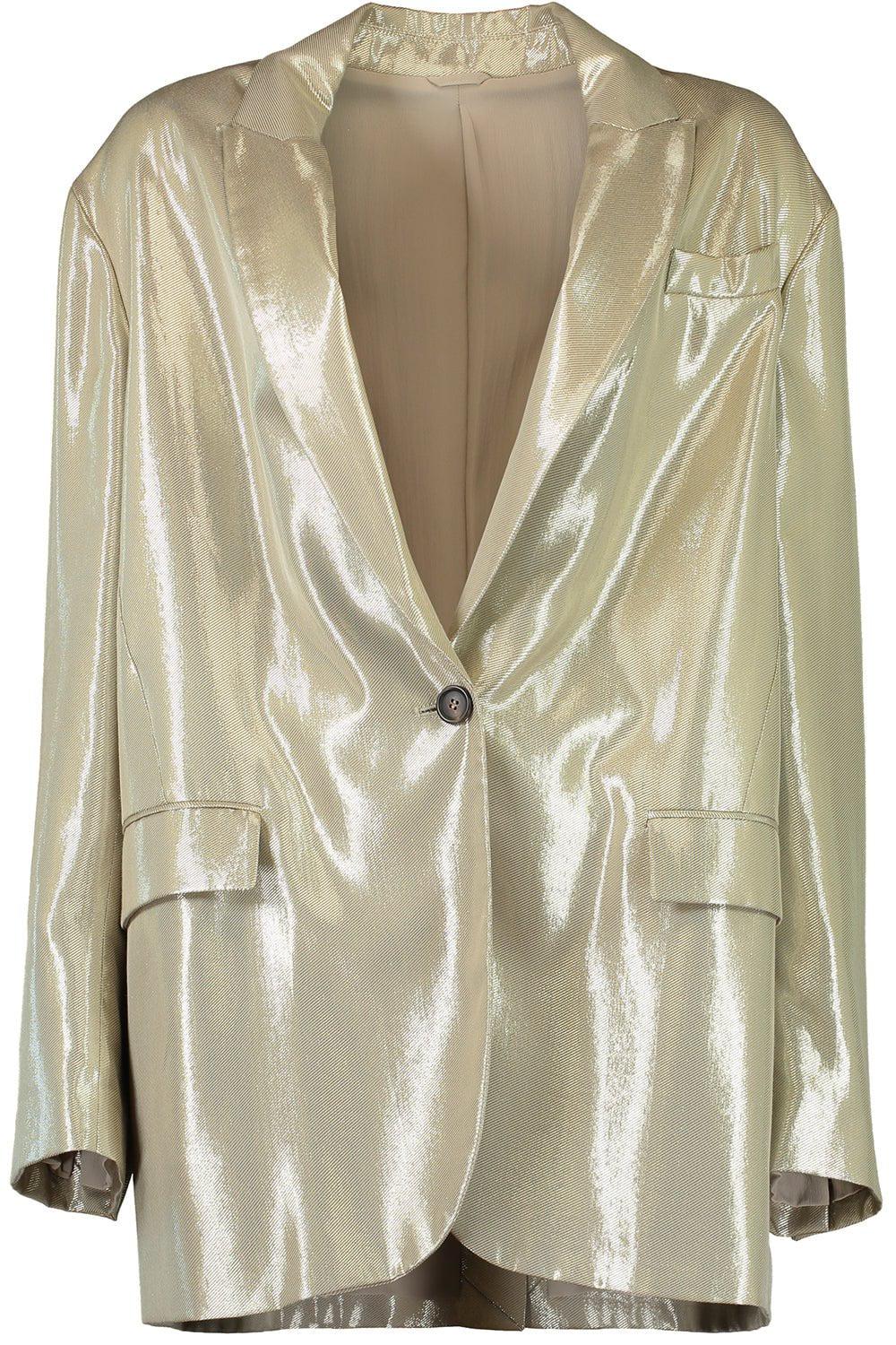 BRUNELLO CUCINELLI-Metallic Double Breasted Blazer-