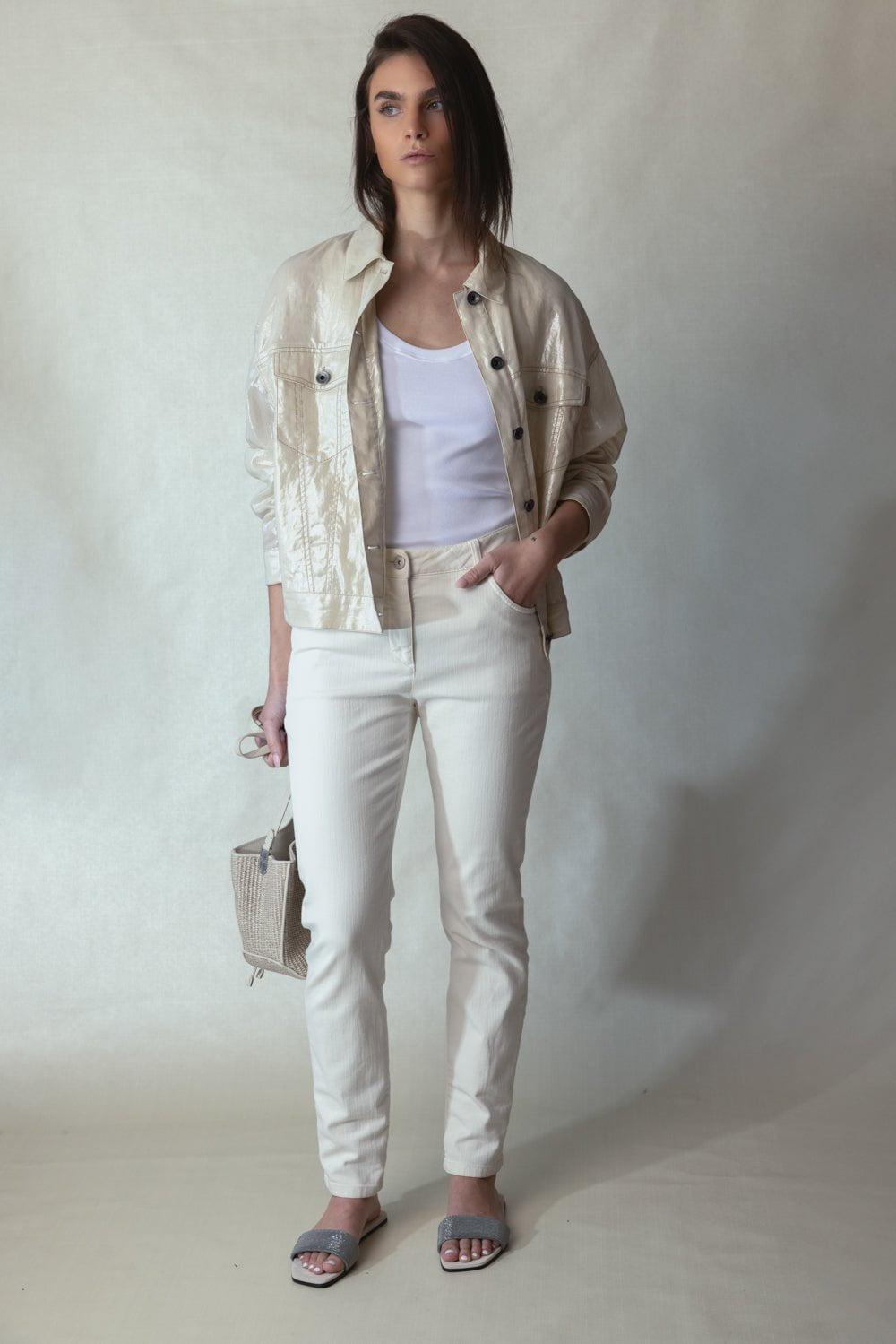 BRUNELLO CUCINELLI-Metallic Button Up Jacket-