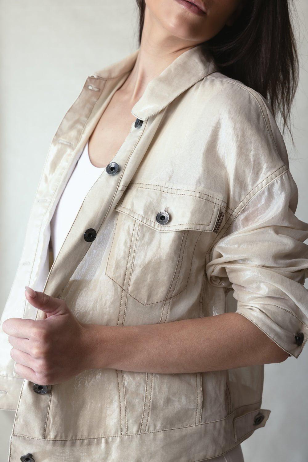 BRUNELLO CUCINELLI-Metallic Button Up Jacket-
