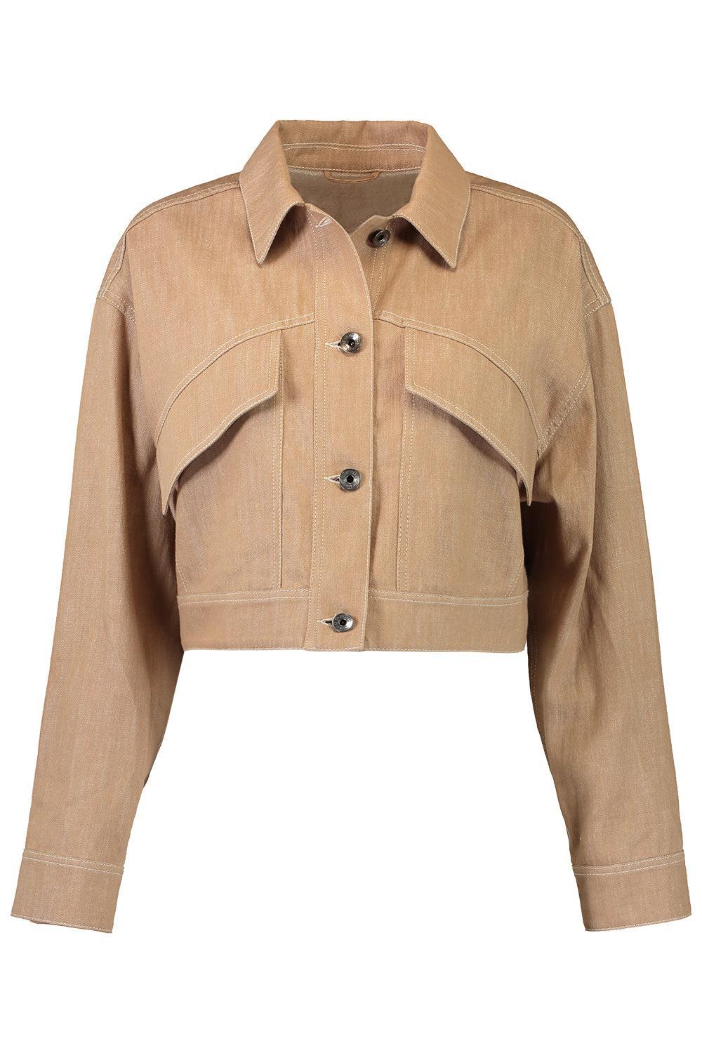 No Fade Crop Jacket-BROWN-36-CLOTHINGJACKETCASUAL-BRUNELLO CUCINELLI