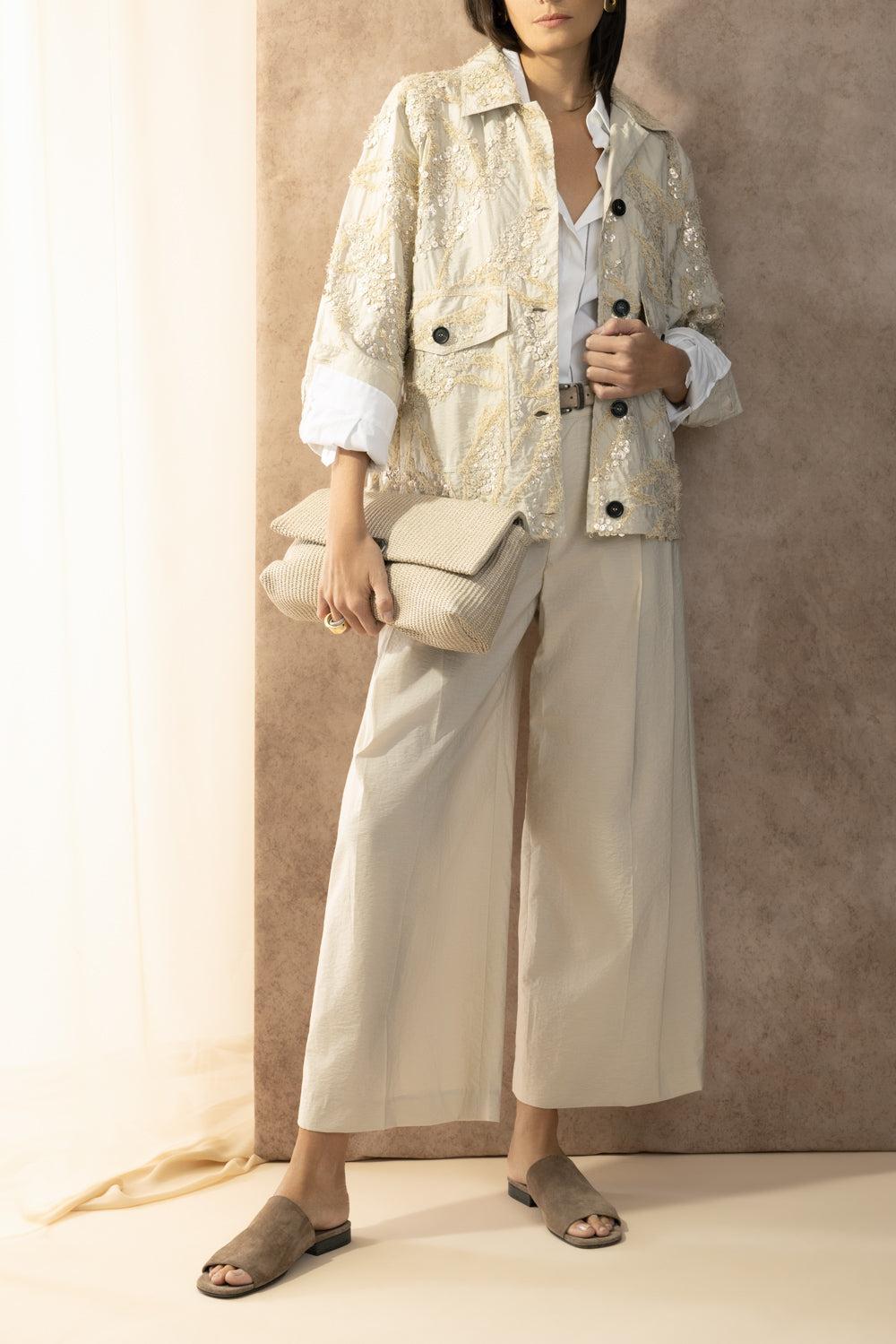 Halo Deconstructed Embroidered Jacket-BROWN-40-CLOTHINGJACKETCASUAL-BRUNELLO CUCINELLI