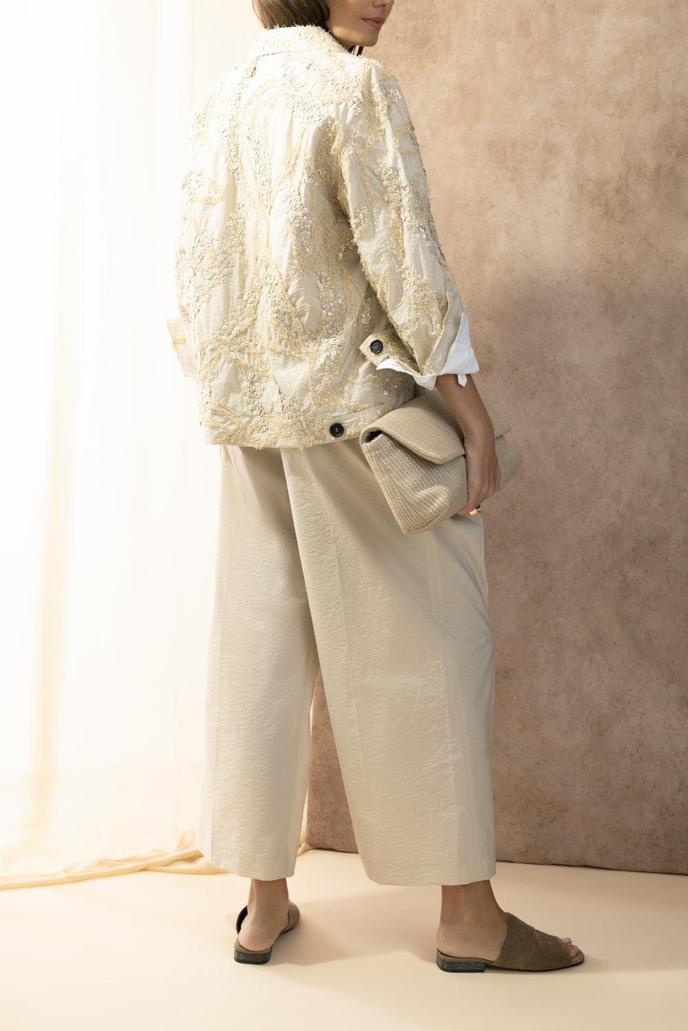 Halo Deconstructed Embroidered Jacket-BROWN-40-CLOTHINGJACKETCASUAL-BRUNELLO CUCINELLI