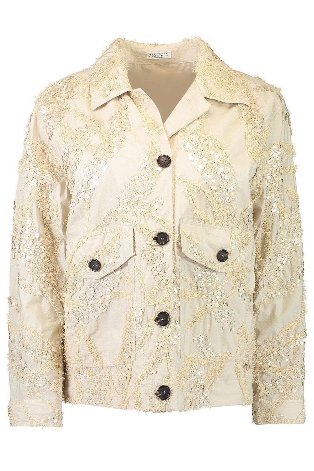 Halo Deconstructed Embroidered Jacket-BROWN-40-CLOTHINGJACKETCASUAL-BRUNELLO CUCINELLI