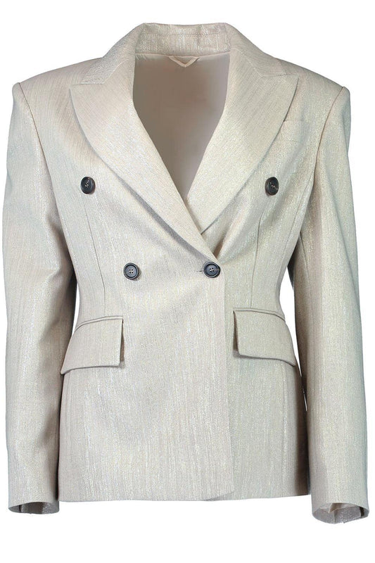 Double Breasted Sparkling Blazer-CREAM-38-CLOTHINGJACKETCASUAL-BRUNELLO CUCINELLI