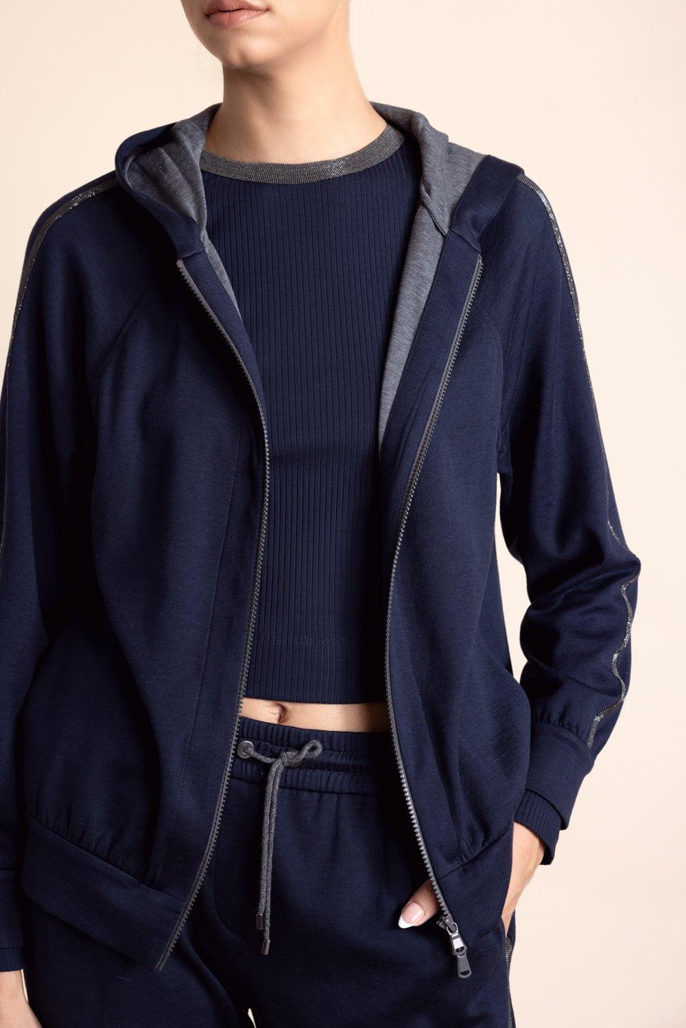 BRUNELLO CUCINELLI-Monili Trim Zip Up Hoodie-