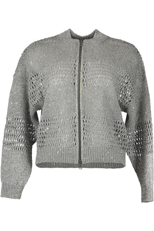 BRUNELLO CUCINELLI-Pailette Knit Bomber - Silver-