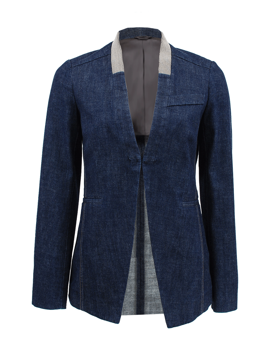 BRUNELLO CUCINELLI-Denim Tux Monili Collar Jacket-