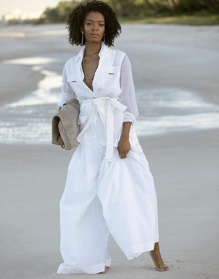 BRUNELLO CUCINELLI-Organza Belted Silk Shirt-