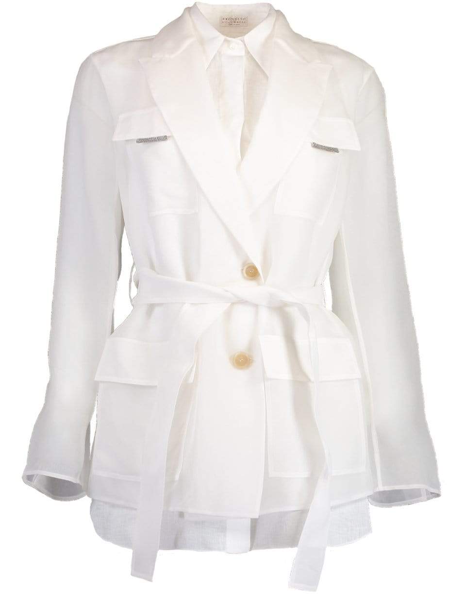 BRUNELLO CUCINELLI-Organza Belted Silk Shirt-