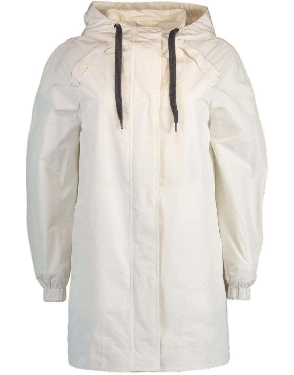 BRUNELLO CUCINELLI-Chalk Hooded Taffeta Jacket-