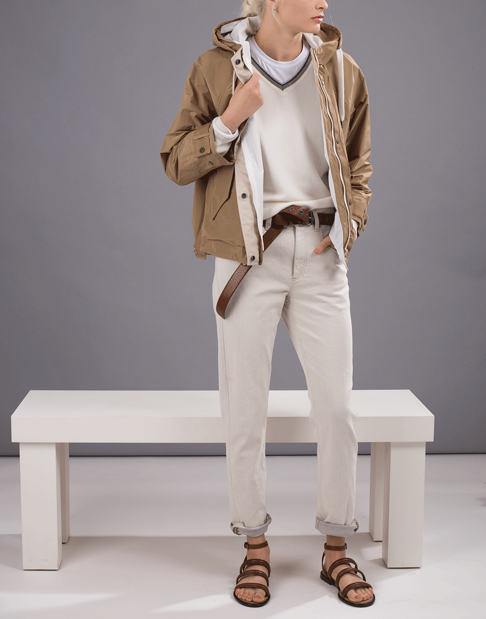 BRUNELLO CUCINELLI-Cropped Taffeta Cinched Waist Jacket-