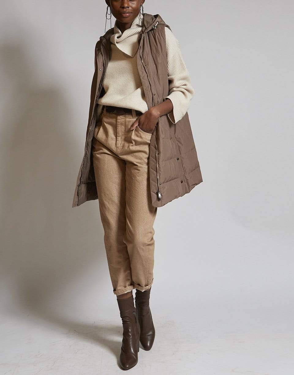 BRUNELLO CUCINELLI-Cashmere Rib Knit and Nylon Vest Overcoat-