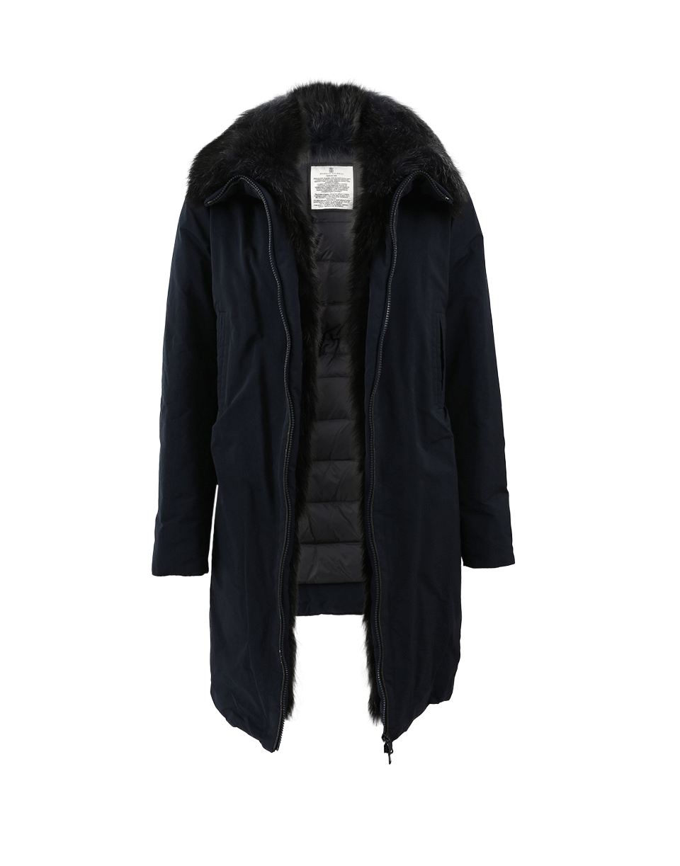 BRUNELLO CUCINELLI-Fox Collar Puffer Jacket-NAVY