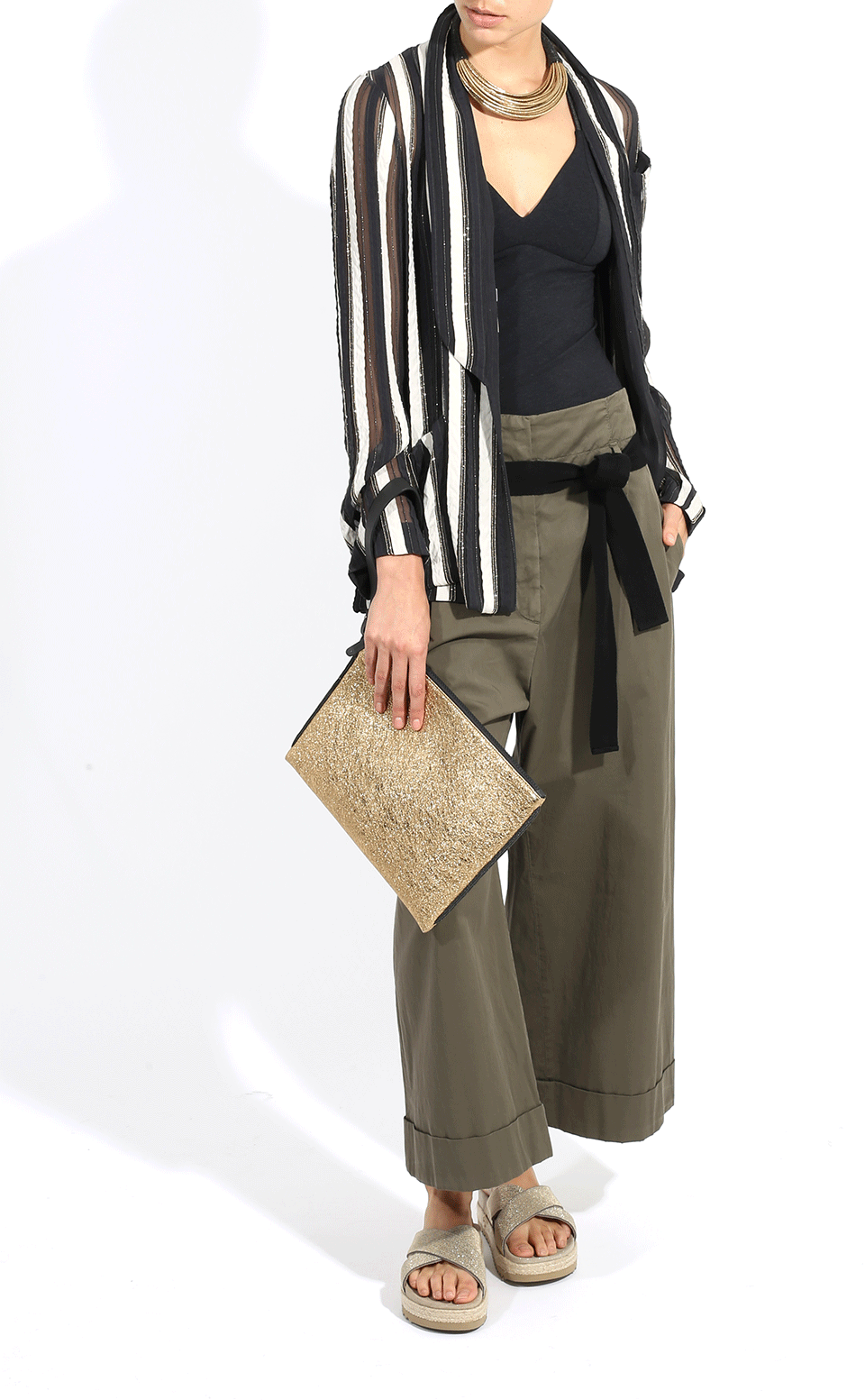 BRUNELLO CUCINELLI-Organza Stripe Jacket-VOLCANO