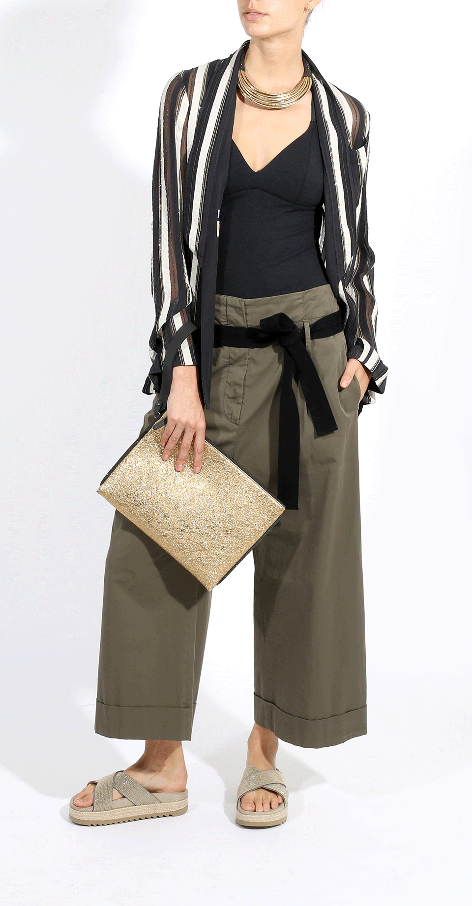 BRUNELLO CUCINELLI-Organza Stripe Jacket-VOLCANO