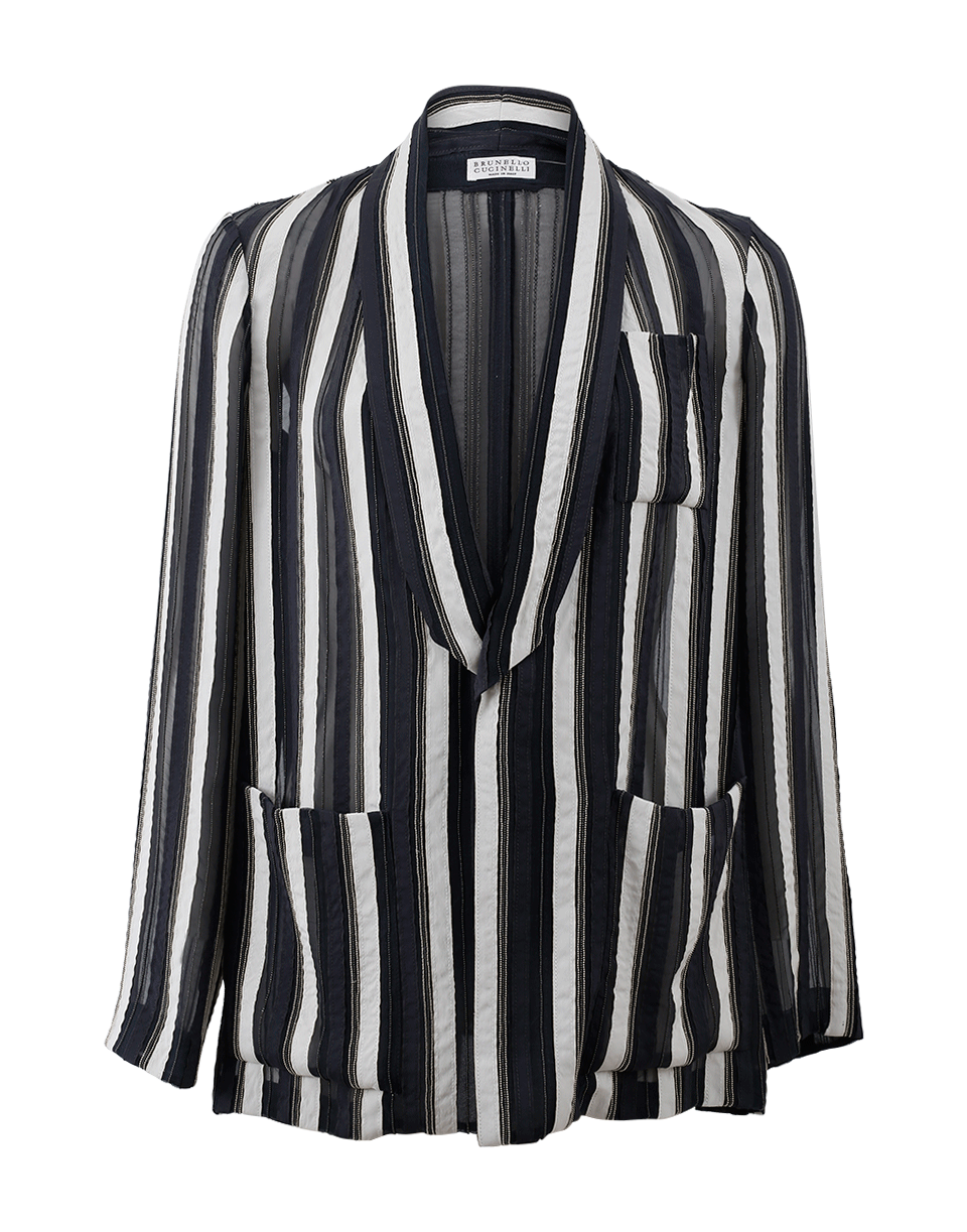 BRUNELLO CUCINELLI-Organza Stripe Jacket-VOLCANO