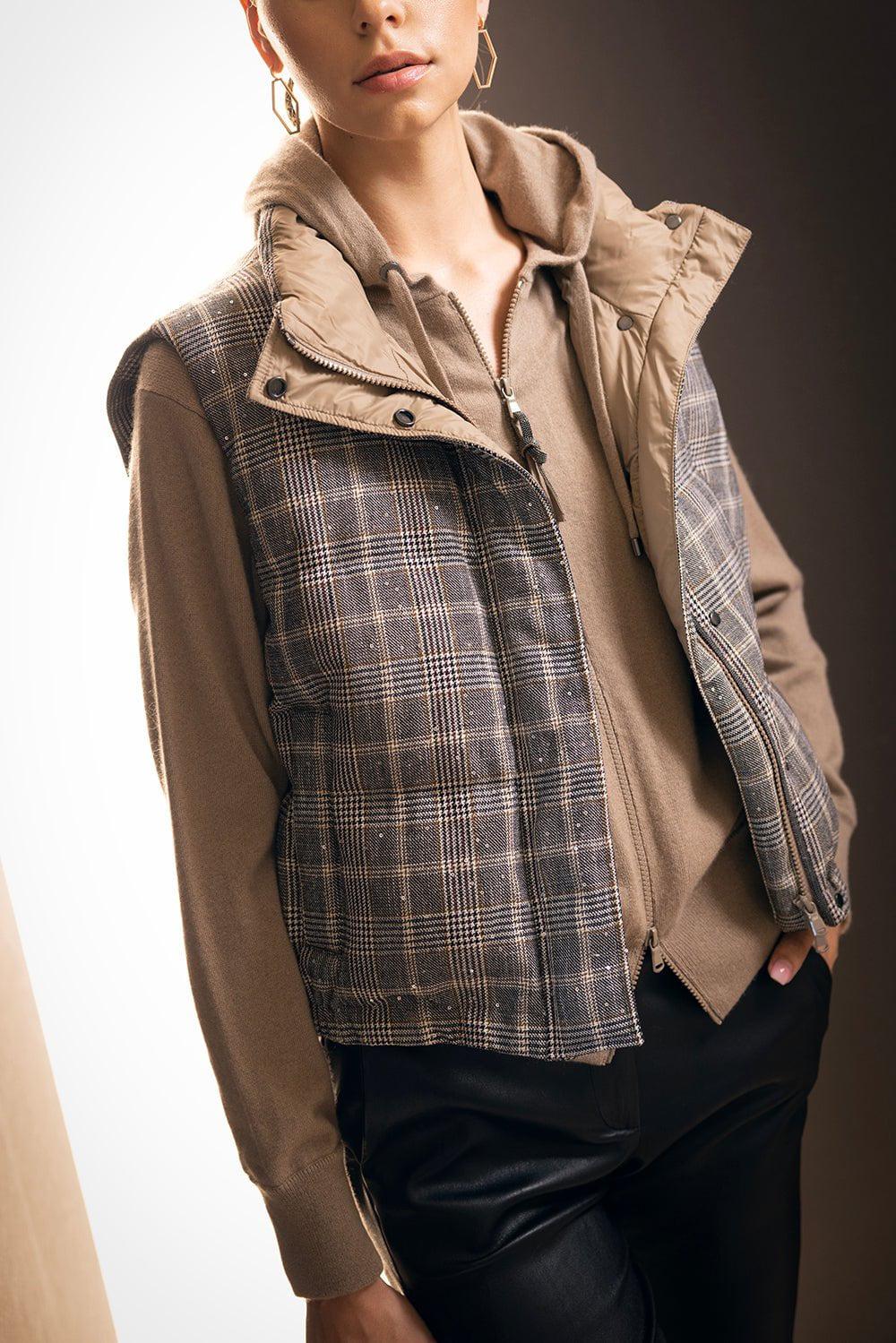 BRUNELLO CUCINELLI-Dazzling Prince Of Wales Down Vest-