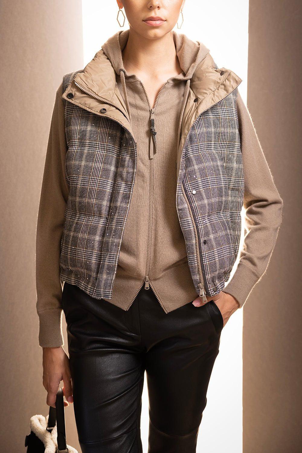 BRUNELLO CUCINELLI-Dazzling Prince Of Wales Down Vest-