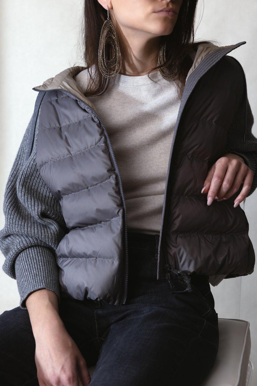 BRUNELLO CUCINELLI-Ribbed Sleeve Padded Vest-