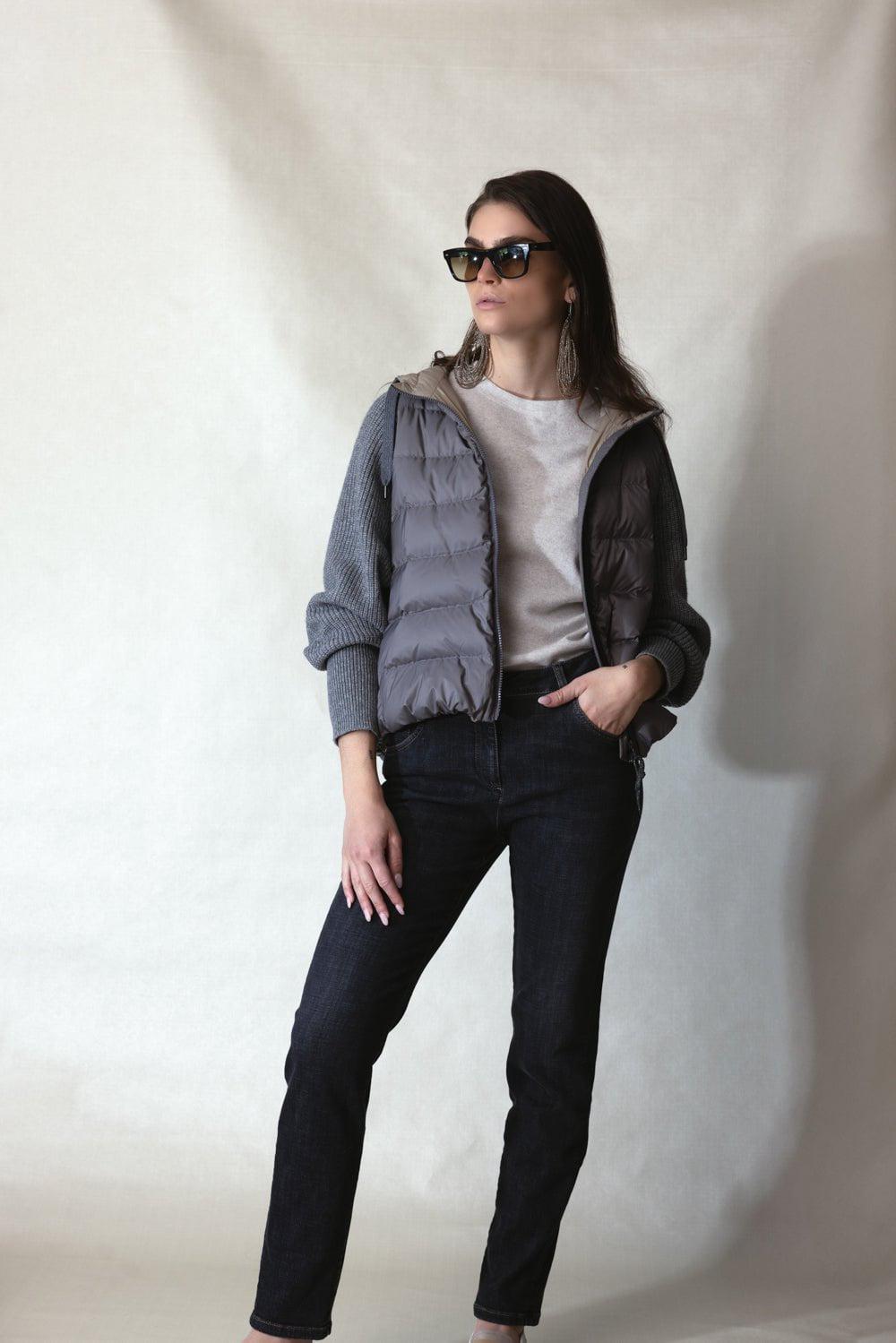 BRUNELLO CUCINELLI-Ribbed Sleeve Padded Vest-