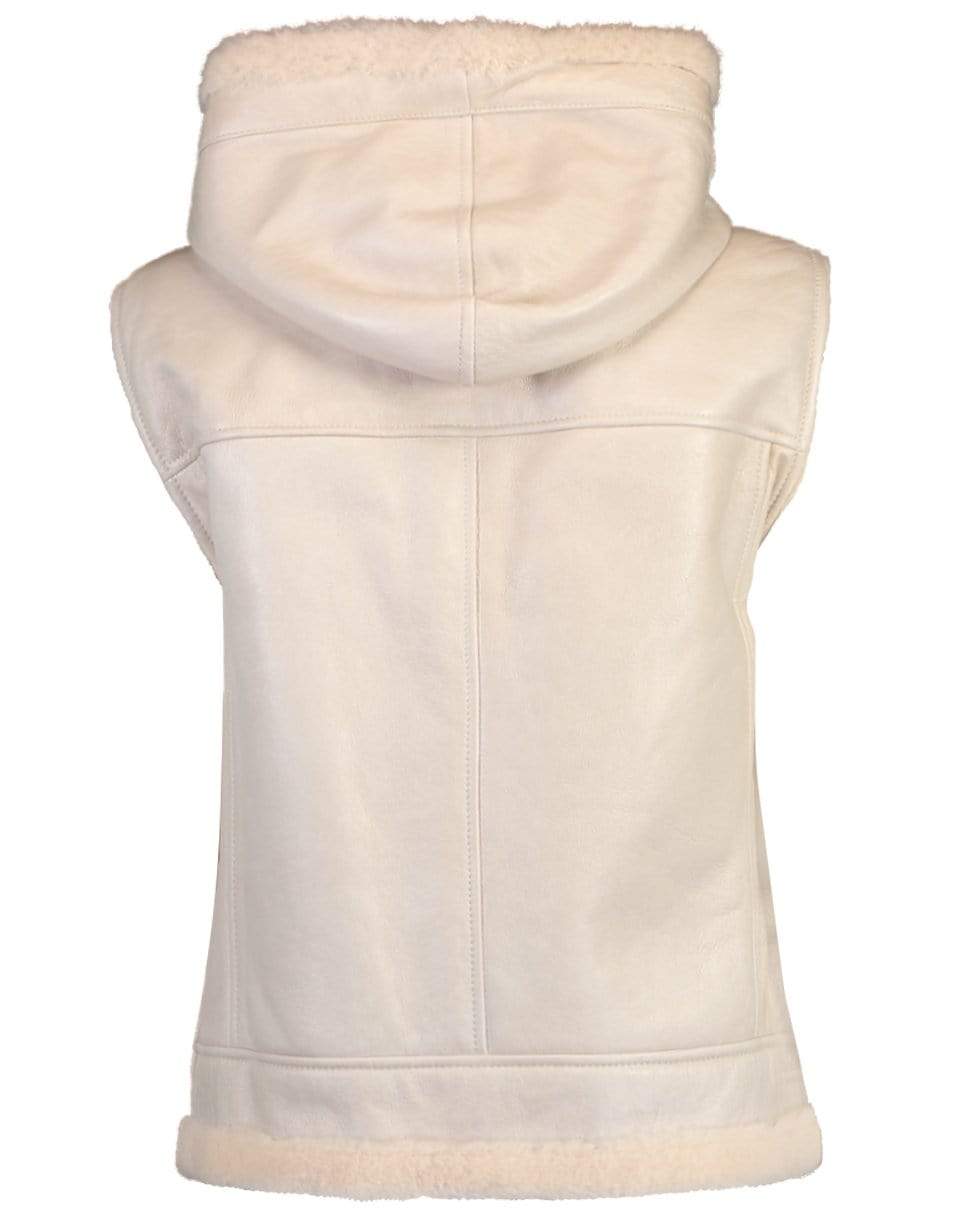 BRUNELLO CUCINELLI-Shearling and Leather Hooded Zip Up Vest-PANAMA