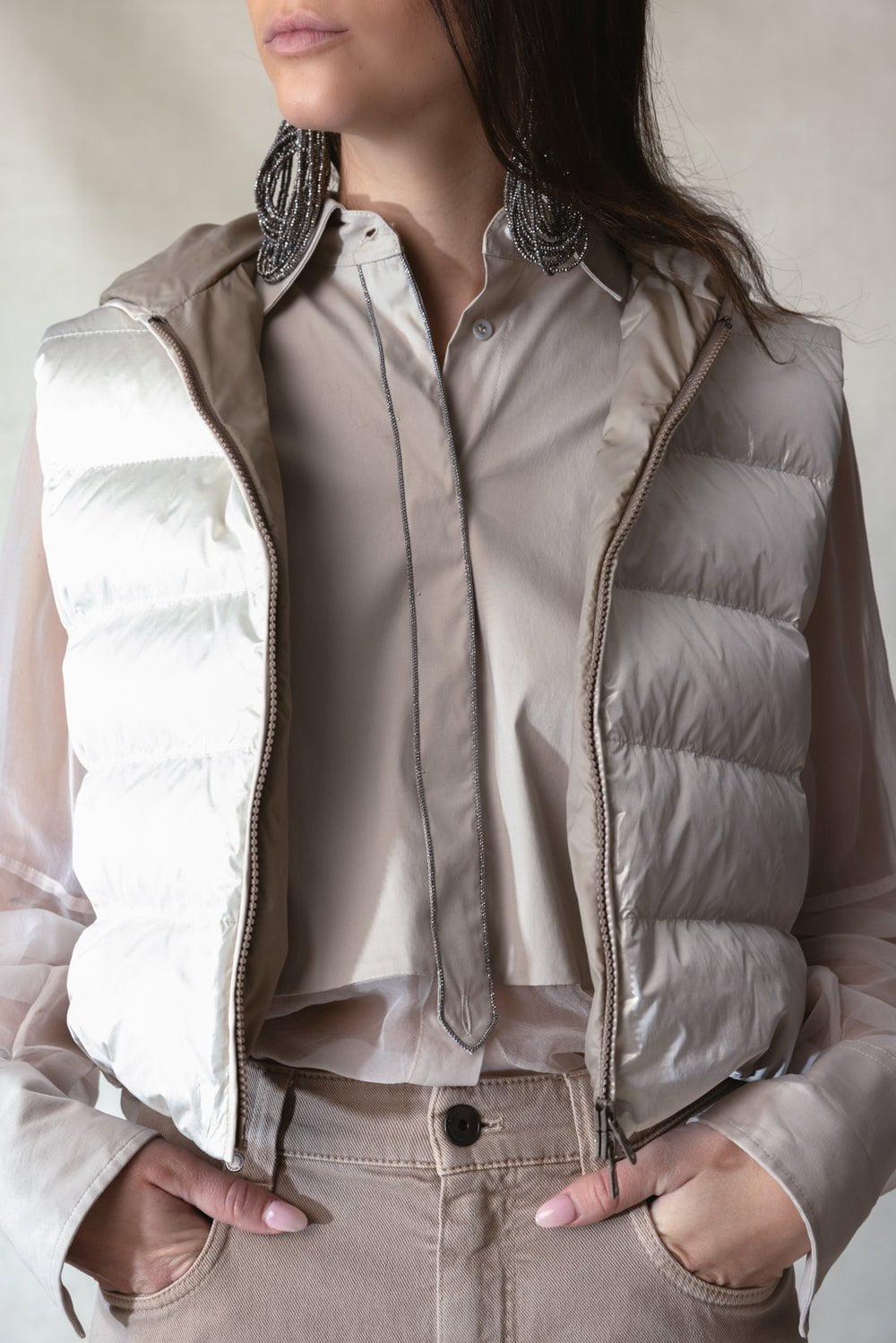 BRUNELLO CUCINELLI-Metallic Hooded Vest-