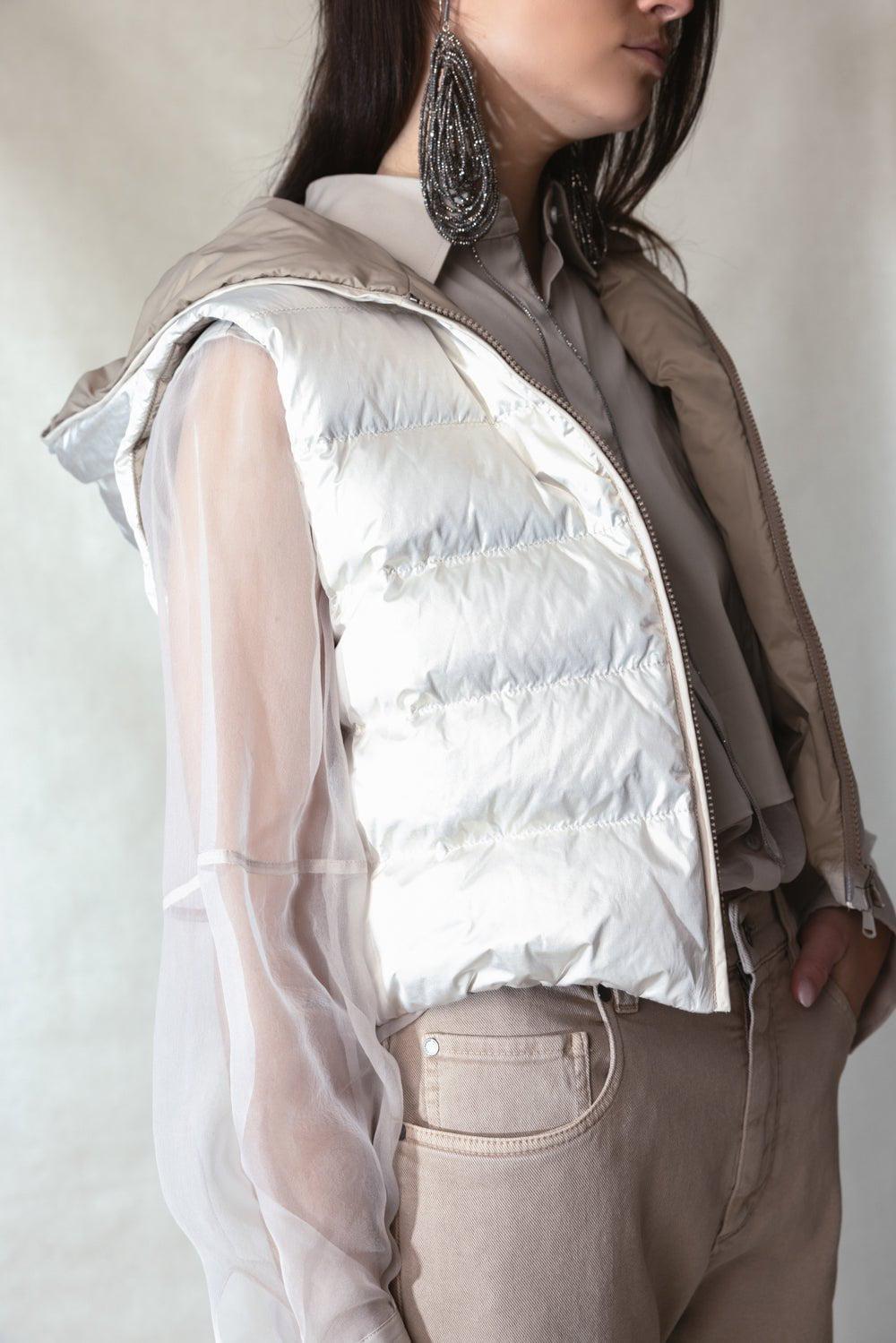BRUNELLO CUCINELLI-Metallic Hooded Vest-