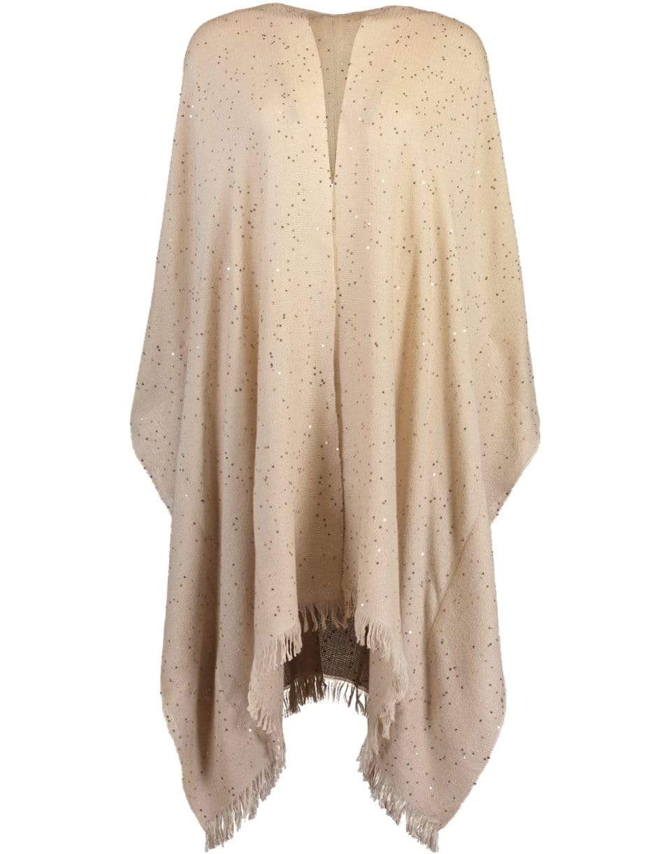 BRUNELLO CUCINELLI-Cashmere and Silk Poncho - Almond-ALMOND